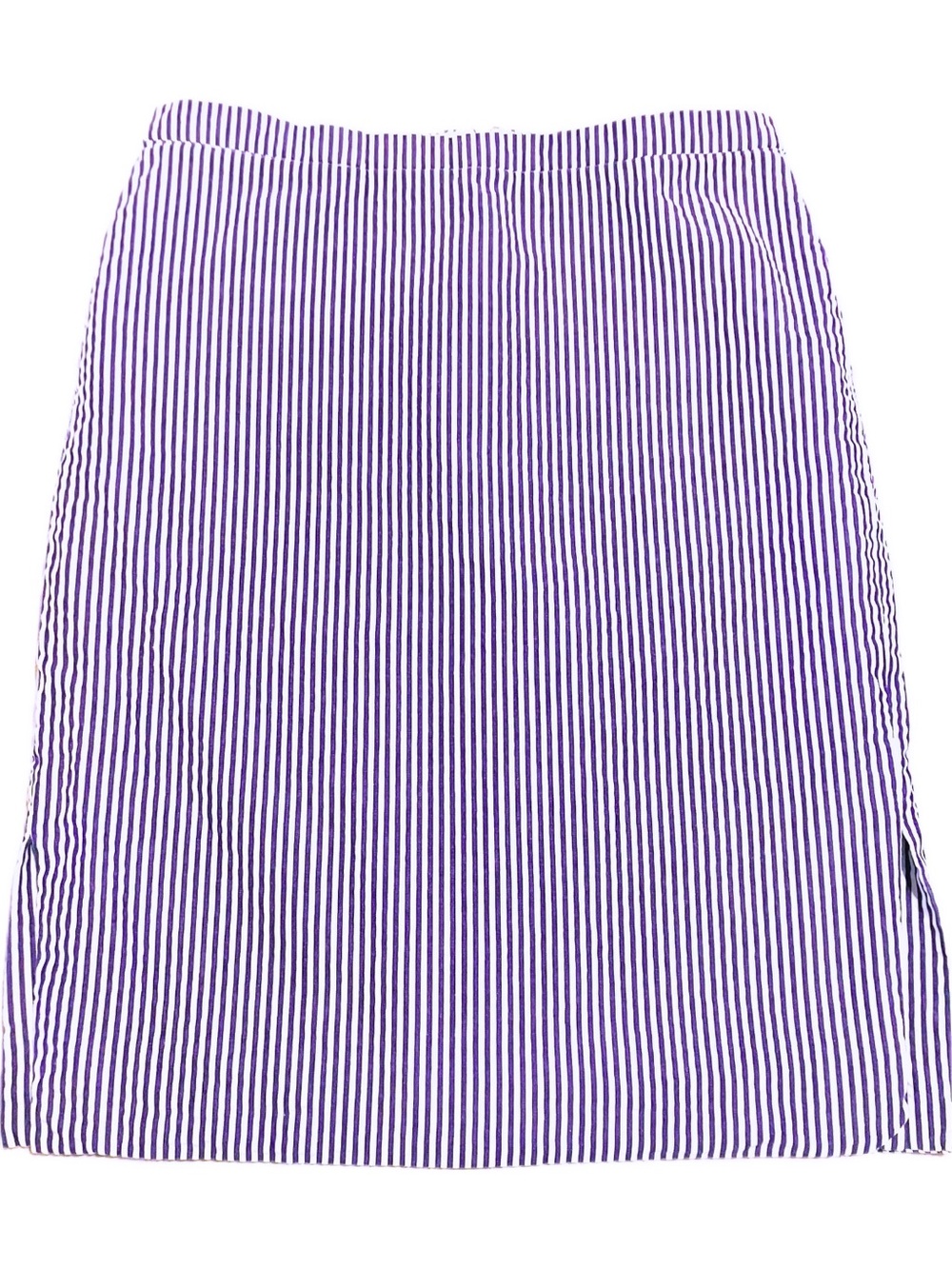 J. Crew Purple and White Vertical Stripe Seersucker Pencil Skirt